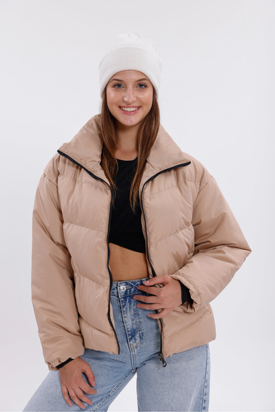 Montland Women's Mink Filled Puffer Coat - Stand Collar, Water Resistant - Cold Proof