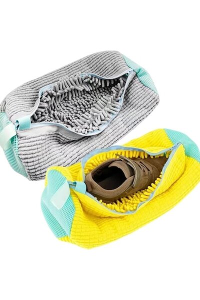 OEM Shoe Washing Bag, 18×38 cm, Mesh with Zipper, Protection for Washing Machine - Grey