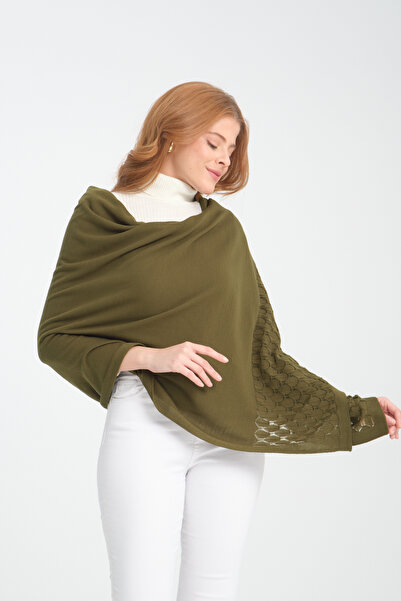 Cebe Openwork Pattern Detailed Knitwear Shoulder Shawl – Elegant Women's Shawl
