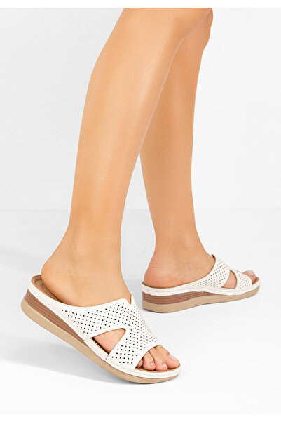 B T Shoes Παντόφλες με πλατφόρμα Hermana λευκά