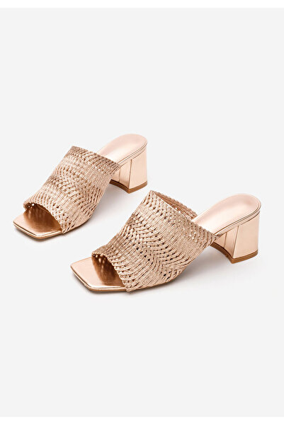 B T Shoes Mules με χοντρο τακουνι Jenesa champagne