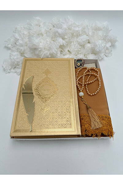 lenagiftworkshop 6 Parça Hediyelik Seccade, Örtü, Tesbih, Kuran-ı Kerim Bohça...