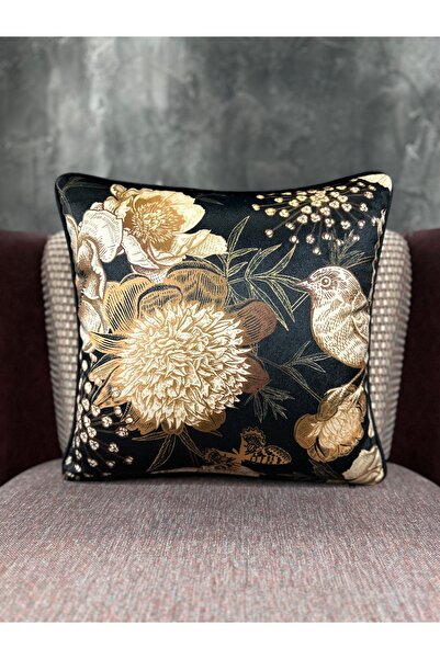 Fabricland Robin-104 Husă de pernă personalizată, culoare neagră, din catifea...