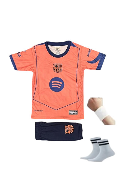 yenteks Lamine Yamal 10 Numara Barcelona 2025-2026 Turuncu Çocuk Forma Takımı...