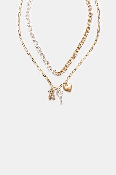 Stradivarius 2'li karışık charm kolye seti