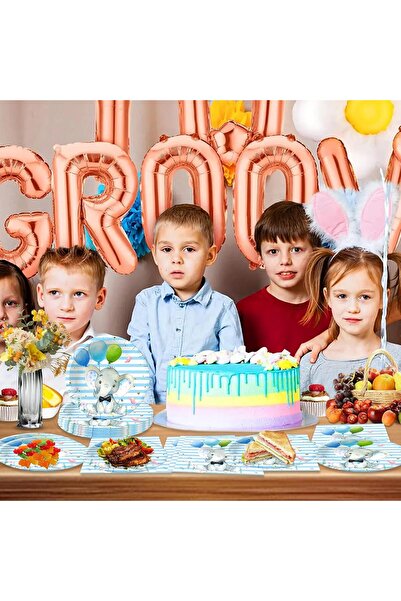 Flippy Set of 20 Table Napkins, Flippy, Elephant Print, Paper, 16.5 x 16.5 cm, Blue