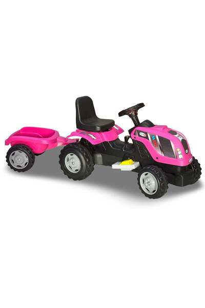 Micromax Tractor cu pedale și remorcă MMX roz