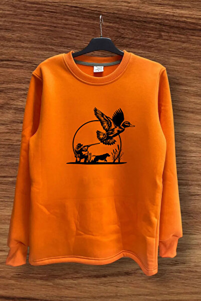 WİDİ Hanorac din bumbac 100% cu imprimeu Hunting Hunting Duck Hunt și Hunter Dog Rifle, cu croială obișnuită