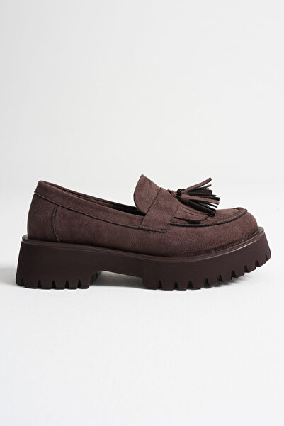EMOYRA Mina Women's Daily Bitter Brown Suede Loafer Shoes