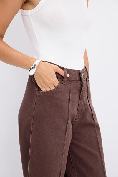 KADRİYE BAŞTÜRK Double Paça Gabardin Pantolon Kahve