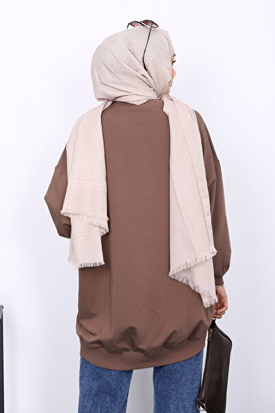 İmajButik Φούτερ Oversize με κοντό μπροστινό μέρος και μακρύ πίσω μέρος σε χρώμα βιζόν