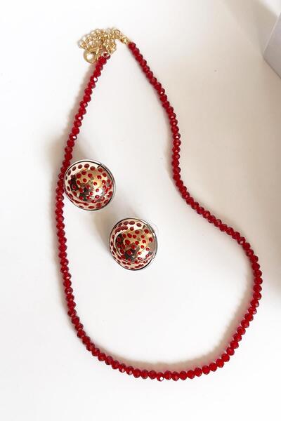 New Obsessions Kırmızı Kolye Küpe Set