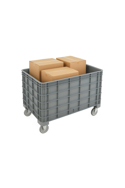 Aslan Ticaret Tekerlekli Plastik Tekne / Endüstriyel Taşıma Kasası 80*120*92 ...