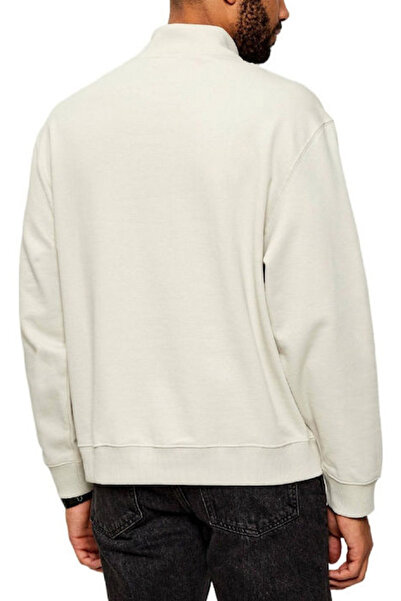 Calvin Klein Erkek Regular Fit Yarım Fermuarlı Sweatshirt - Krem