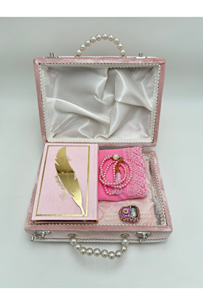 lenagiftworkshop 6 Parça PEMBE Sandıklı Bohçalık Çeyizlik Seccade Takımı Geli...