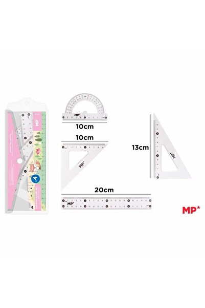 Main Paper set geometric, 4 piese, roz