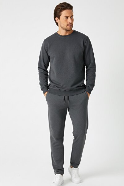 mmetalic Anthracite Relaxed Fit Crew Neck Sweatshirt Straight Leg Men's Track...