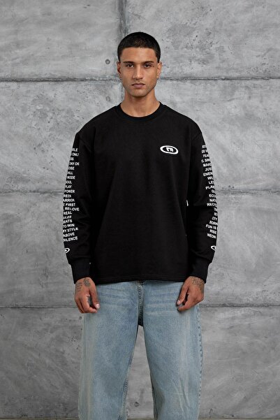 NOMARC Μπλουζάκι Oversize με λεπτομέρεια κειμένου στο μαύρο μανίκι