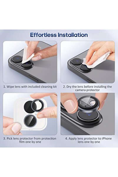 Lopard iPhone 17/16/16 Plus Kamera Koruyucu Gece Çekim Destekli Premium Safir Lens Koruma Parlak Temperli C