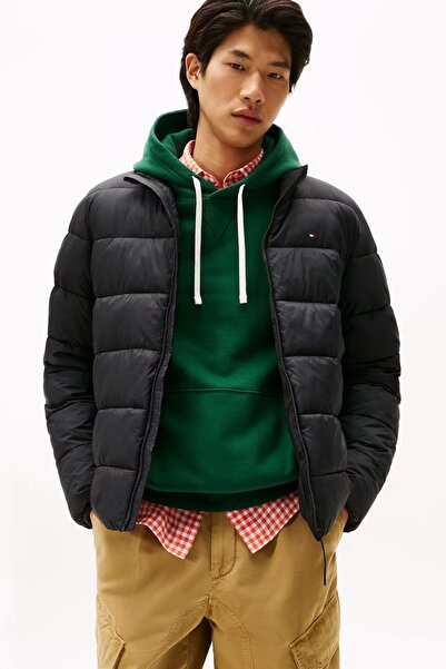 Tommy Hilfiger Erkek Regular Fit Dik Yaka Kapitone Şişme Mont - Siyah