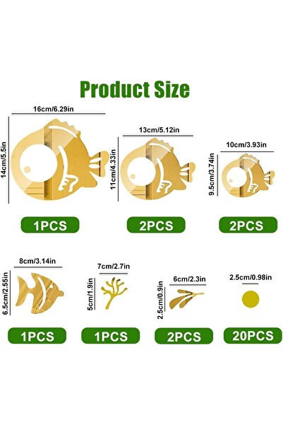 Slasa 30 Pieces Acrylic Reflective Wall Stickers - Fish and Bubbles Design