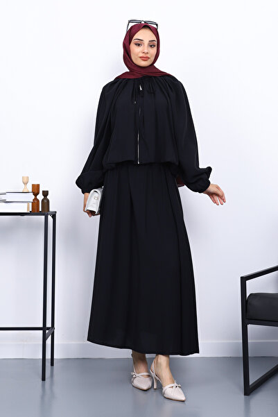 İmajButik Black Jacket Skirted Modal Suit