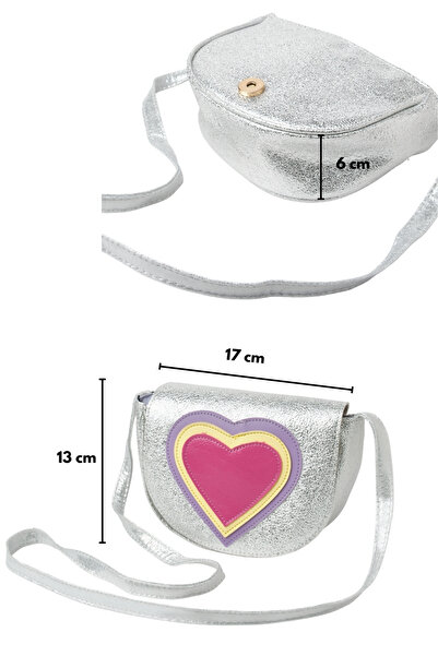 Le Mabelle Gümüş Kalp Figürlü Kız Çocuk Omuz Çantası