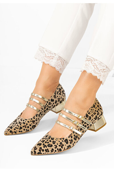 B T Shoes Leopardie lodičky na hrubom opätku Bakea