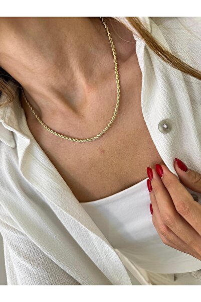 Seda Bijuteri Özel Seri Burgu Zincir Kolye 45 cm Gold