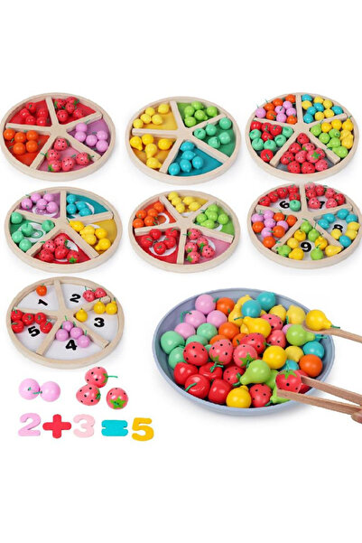 SDX Market Joc educativ Montessori din lemn Clasificarea și sortarea fructelor