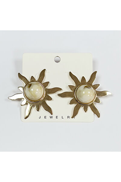 Perissy Gold Color Shiny Sun Earrings with Stones