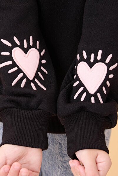 Perendi Εποχιακό φούτερ για κορίτσια με στάμπα με λαιμόκοψη μαύρο