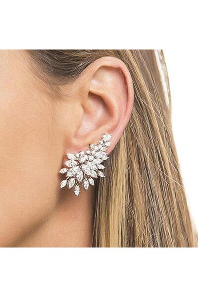 Pursehuit Cercei de culoare argintie, formă de aripă, cu pietre de zirconiu, Maick C19