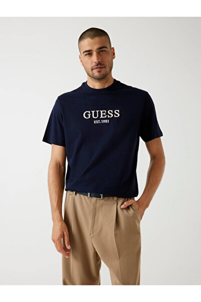 Guess Ανδρικό μπλουζάκι με κέντημα Navy Blue Regular Fit M5BI09K8FQ4-G7V2