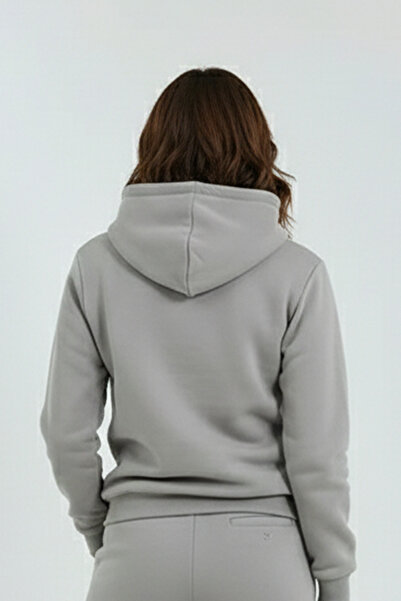 OXVİN Women's Kangaroo Pocket Hooded 3-Thread Puff Soft (Fleece Inside) Sweatshirt - Oversize Original Mold