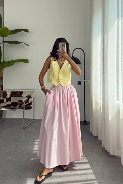 Mzr Collection Fusta maxi cu pliuri pentru femei