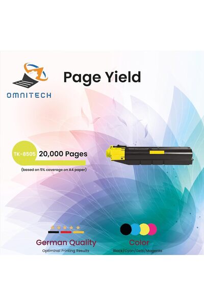 Omnitech خرطوشة حبر صفراء Omni Tech TK-8505 رباعية - متوافقة مع طابعات Kyocer...