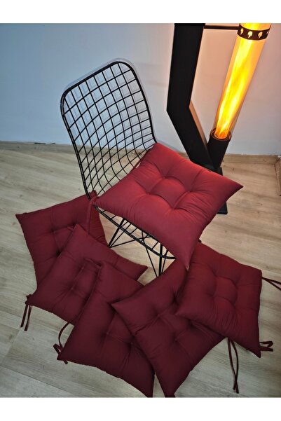 FELIX HOME Pofidik Bordo Sandalye Minderi Özel Dikişli Bağcıklı Desensiz Seri 40x40 Cm (1 ADET)