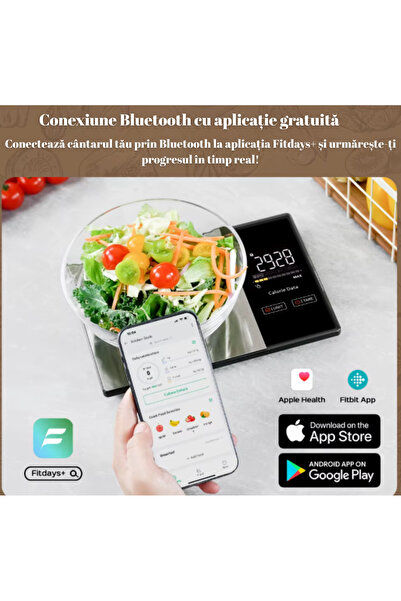 SELLERMANIAC Cantar de Bucatarie Inteligent Sellermaniac, Nutritional, Calculator Calorii,
