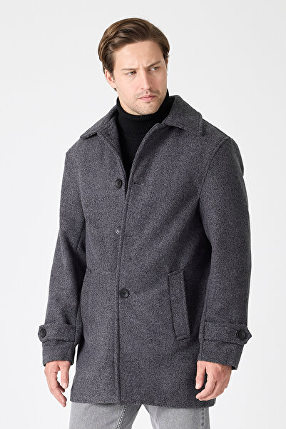 STONCS Men's Anthracite Long Cashmere Coat