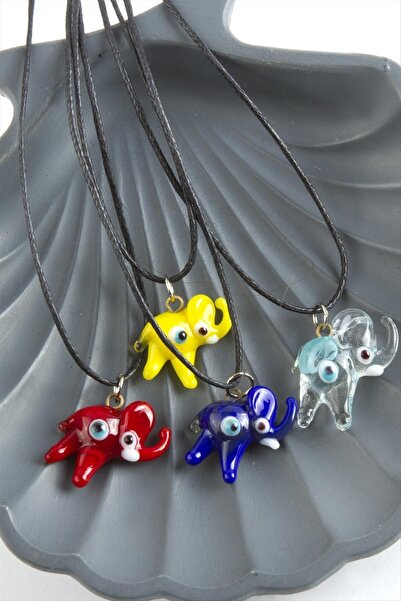 ZERO LAND قلادة فيل من الزجاج من دي إس-ديرين - ملونة