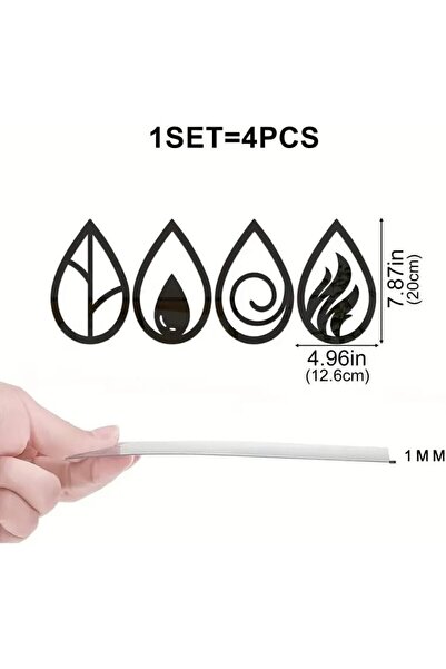 Slasa Reflective Acrylic Wall Stickers, 4 Elements by - Tree Leaves and Water Drops Design