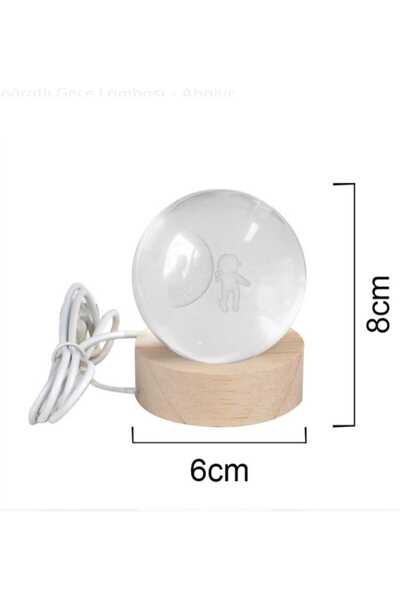 Genel Markalar 3D Astronot Kristal Cam Küre Gece Lambası, Beyaz Işıklı, Şık ve Havalı Dekorasyon Ürünü