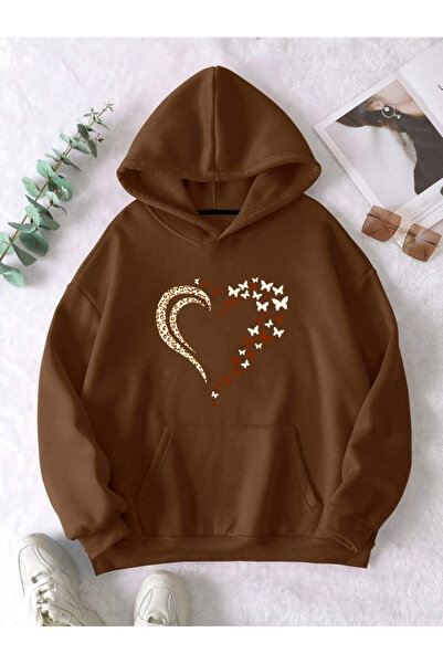 trendypassion سويت شيرت كبير الحجم مطبوع بنمط قلب الفهد للجنسين