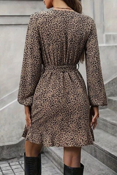 Mossta Double-Breasted Collar Tie-Waist Modal Dress - Mink