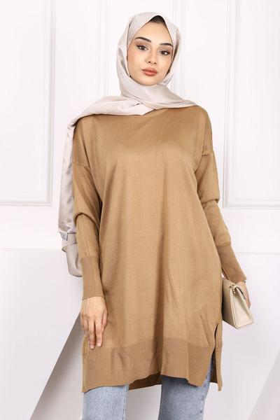 İmajButik Biscuit Mercerized Casual Knitwear Tunic