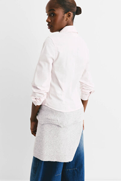 Pull & Bear Fitted poplin shirt with pleats