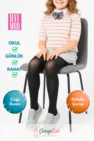 Daymod Chiloți pentru fete - Chiloți pentru fete de școală, confortabili, cu dungi alb-negru - Mărimea 6