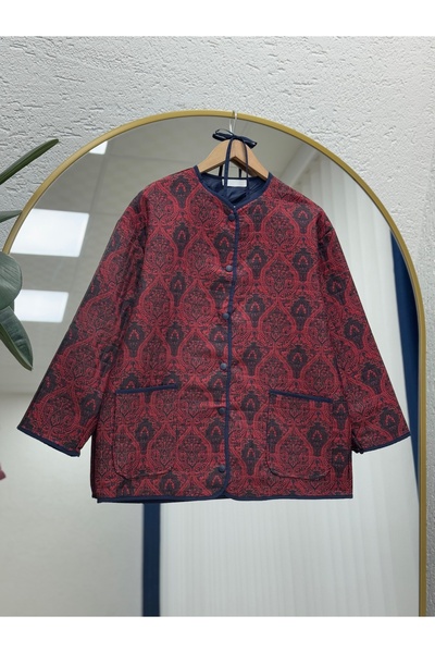 BENAHOLL Μπουφάν με μοτίβο με διπλή τσέπη με κουμπώματα Elique-BN4325 Βουργουνδίας