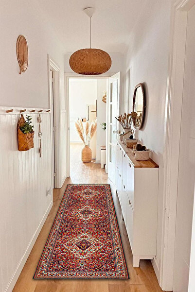 THEMODERNHANE Dijital Baskılı Yolluk Dekoratif Makinede Yıkanabilir Kaymaz Taban Leke Tutmaz Yolluk